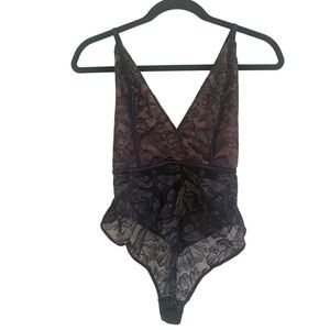 Black Lace Fairy Goth Bodysuit Size Medium